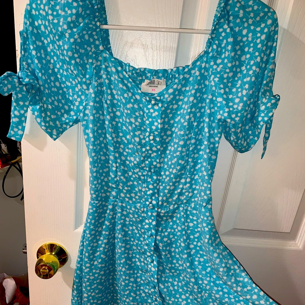 Sky Blue dress with white flowers